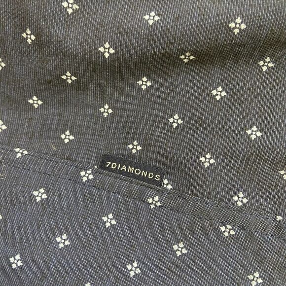 7 Diamonds Shirt Mens Medium Blue Short Sleeve Button Up Pocket Diamond Print - Picture 10 of 12